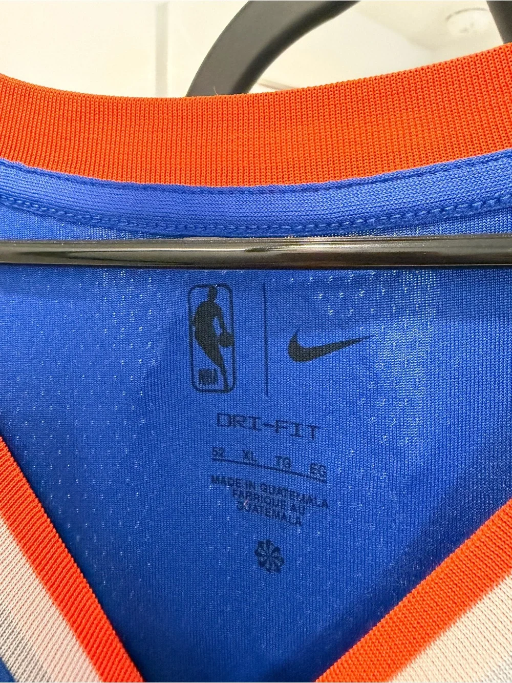 Authentic Nike Blue and Orange NBA Dri-FIT Basketball Jersey
